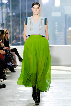Emerald Green Delpozo chartreuse skirt