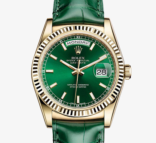 Rolex’s Day-Date with green leather strap and face