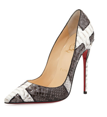 So Kate Python Red Sole Pump in Gray/White from Christian Louboutin