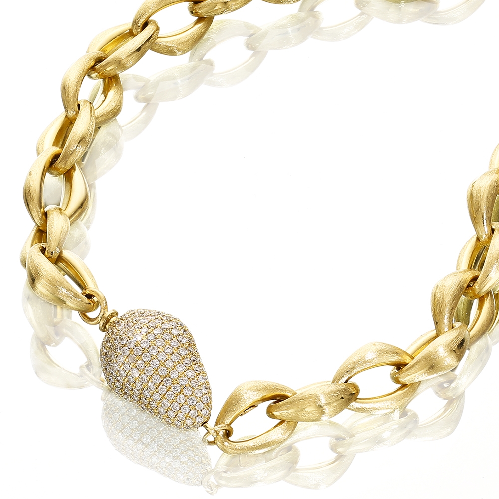 Yvel Radiant Multi-Color Satin Gold Diamond Necklace