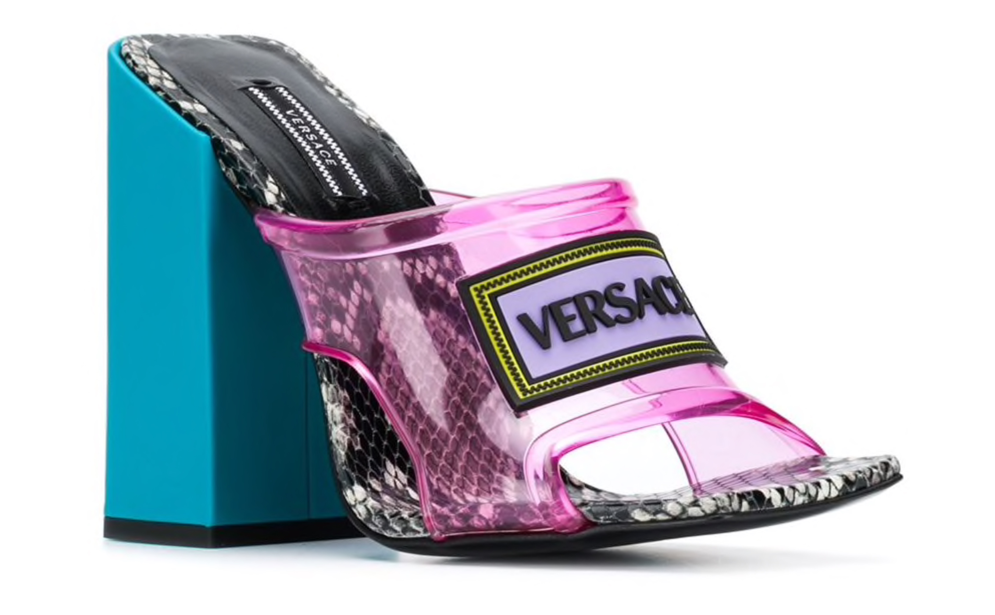Versace block heel translucent sandal