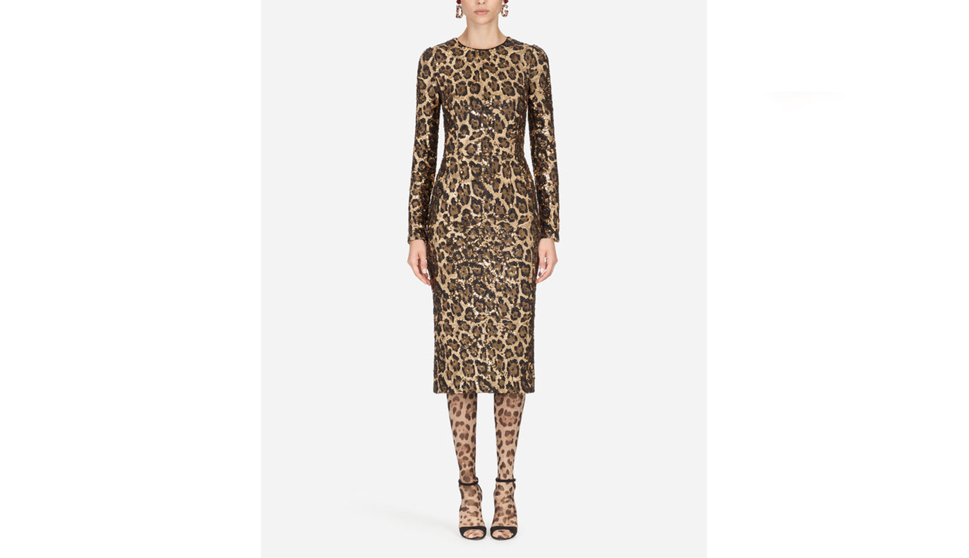Dolce & Gabbana’s sequin leopard midi-length sheath