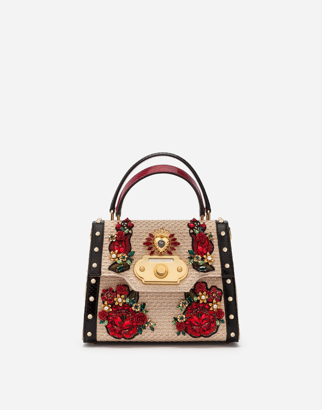 Dolce & Gabbana raffia handbag floral 