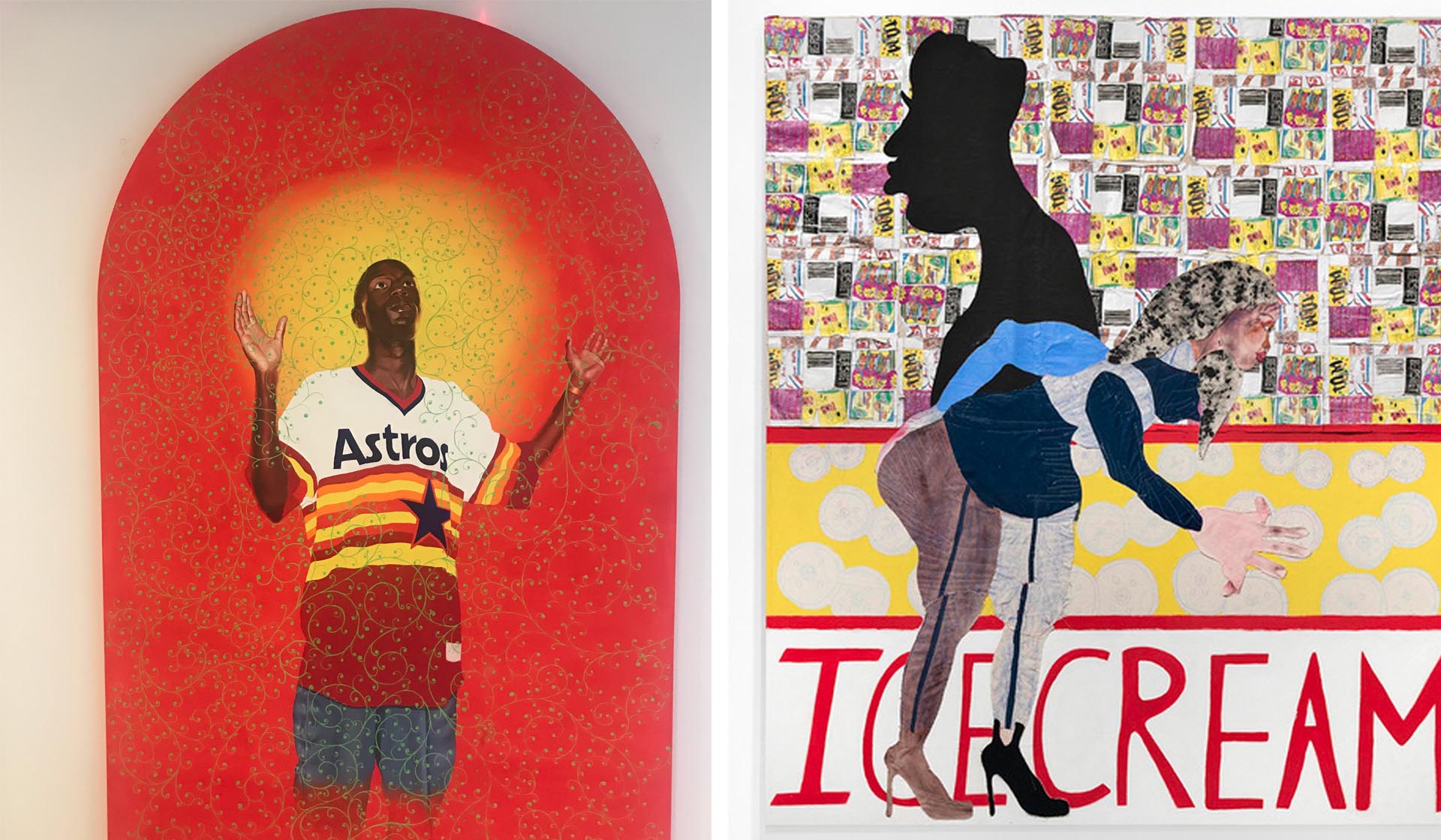Kehinde Wiley Passing/Posing (St. Clement of Padua) and Tschabalala Self Ice Cream