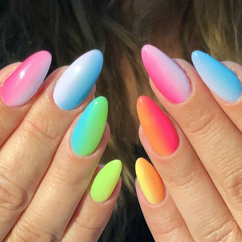 rainbow nails by Vanity Projects in the Miami Design District