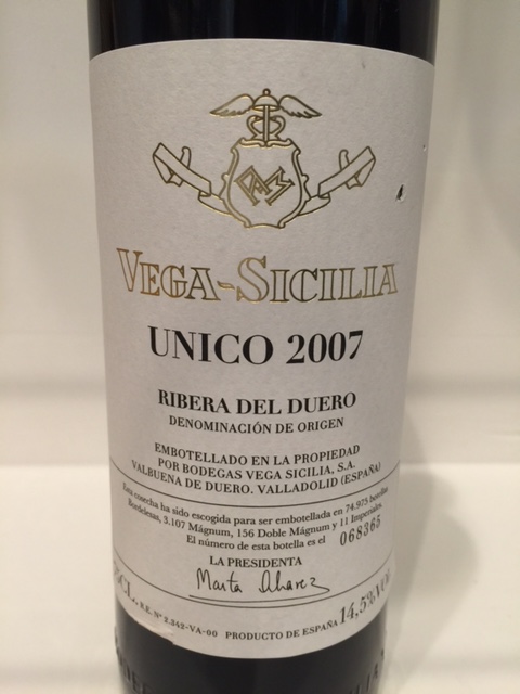 Vega Sicilia Unico Ribera del Duero 2007 Wine