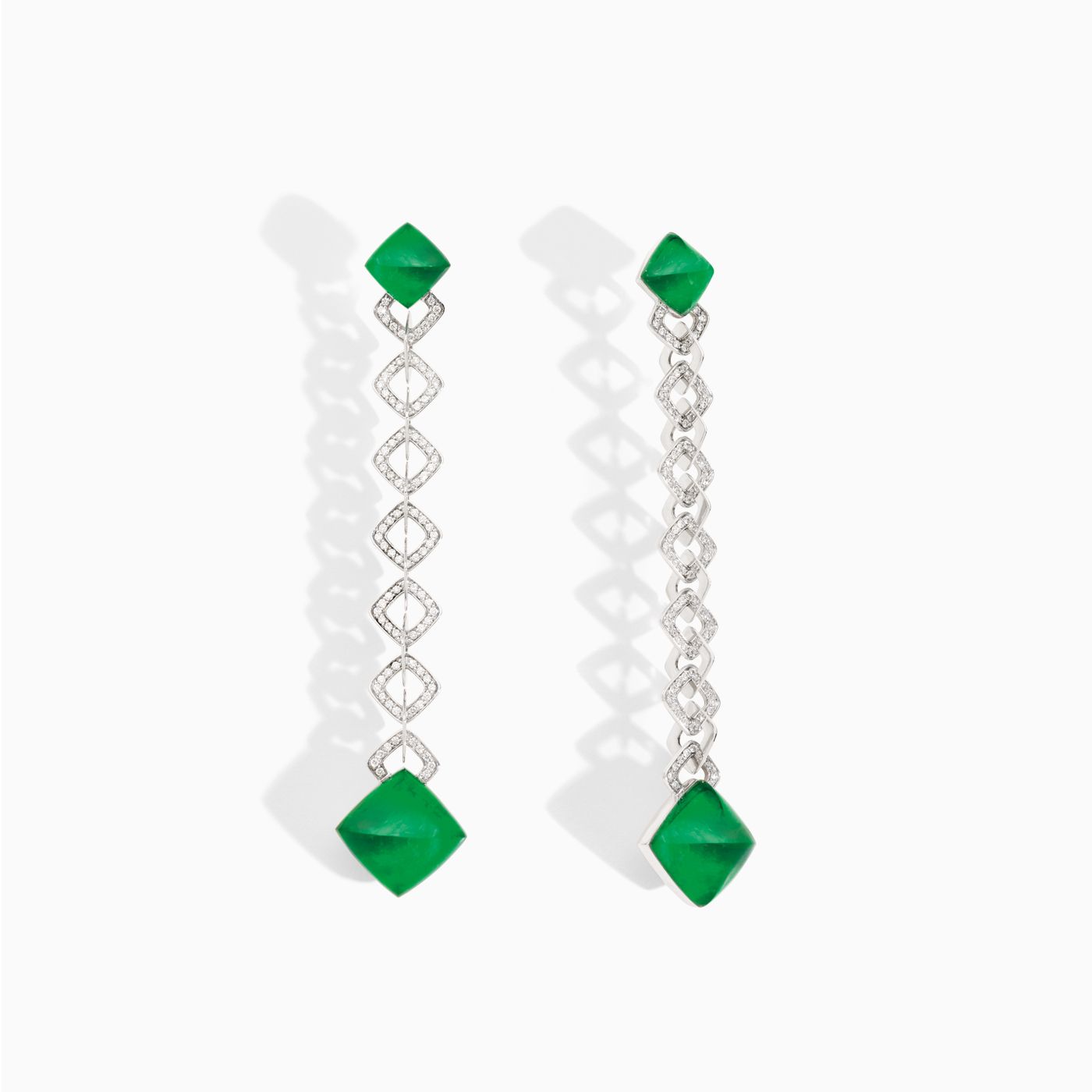 Vhernier diamond and jade drop earrings