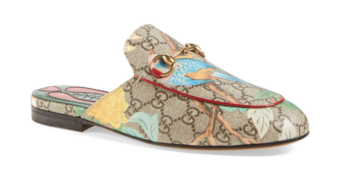 Gucci Princetown Floral Print Mule Loafers