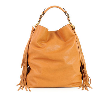 Marni Leather Fringe Shoulder Bag in Caramel