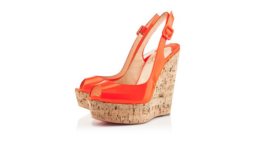 christian louboutin, une plume sling, wedge, shoes