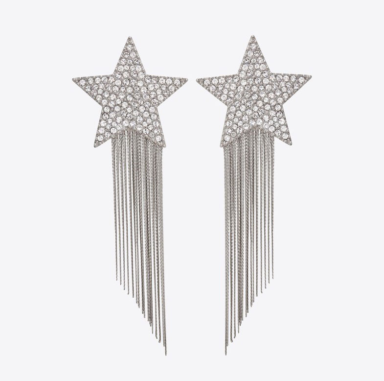 Stars & Love Star Earrings with Brass Chains from Saint Laurent